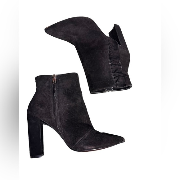 Ted Baker Frillis Suede Black Women’s Ankle Booties Block 4” Heel Pointed Toe 9 - Picture 12 of 14